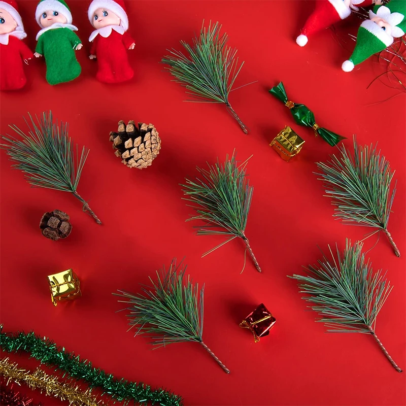 30/50 Stück künstliche Tannennadel, 11 cm Zweig, grüne Pflanze, Tannennadel für Garten, Party, Heimdekoration, DIY, Weihnachten, Hochzeit, Dekoration – Detail 3