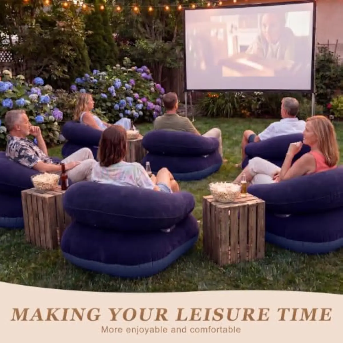 6 Inflatable Foldable Lazy Seats for Adults • Electric Pump Included • Soft Flocking PVC Construction • U-Shaped Ergonomic Desig