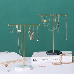 Light Luxury Series Marbled Rack Counter for Jewelry T-shaped Necklace Cosmetic Storage Organizer for Woman 25.1cm*18cm 200g 1pc