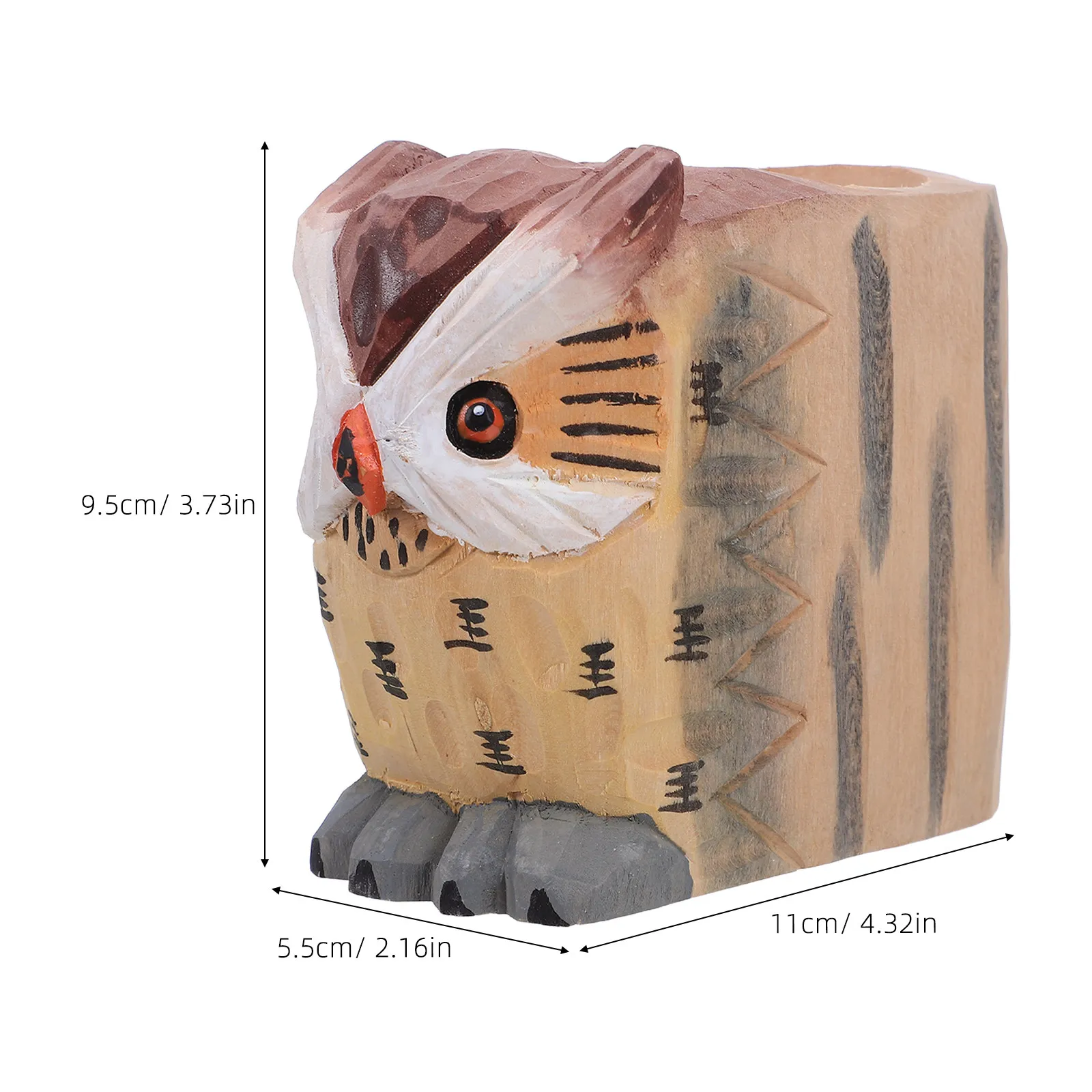Wood Owl Pen Holder Desk Organizer Handcrafted Decorative Pencil Cup Stationery Storage Cute Animal Office Party Favor