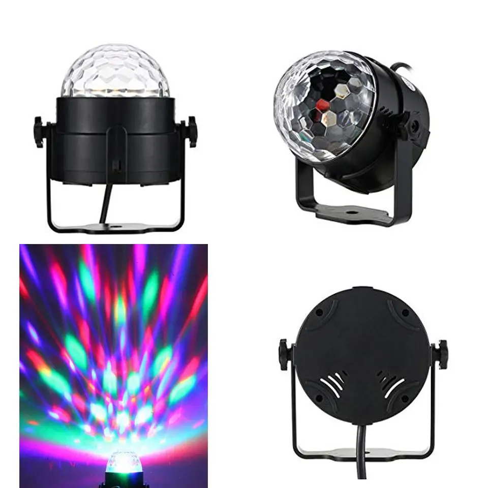 Sound Activated Rotating Disco Light Colorful LED Stage Light 3W RGB Laser Projector Lamp DJ Party Light for Home KTV Bar Xmas