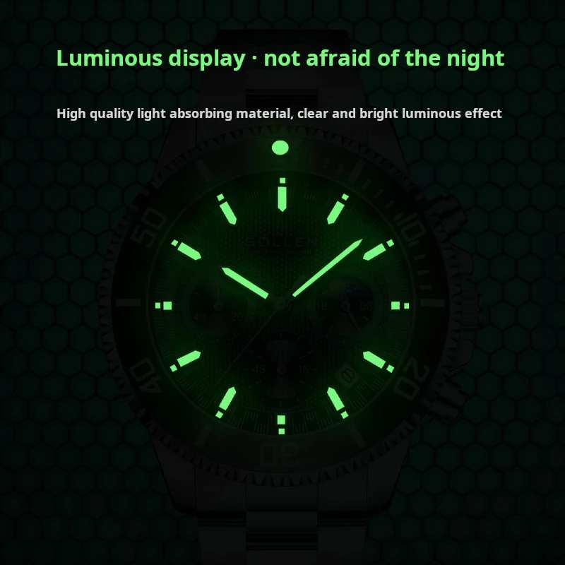 SOLLEN модные лучшие брендовые мужские часы водонепроницаемые спортивные кварцевые наручные часы из нержавеющей стали деловые светящиеся часы для мужчин reloj