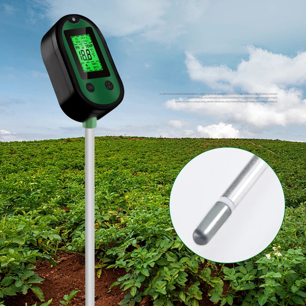 K50 Soil PH Meter Smart Soil Tester with Voice and Light Alarm Moisture Meter Temp Sunlight Intensity Analysis Soil Acidity