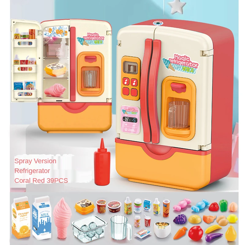 Réfrigérateur double pulvérisateur pour enfants, jouets de simulation de réfrigérateur, jouets de cuisine pour garçons et filles