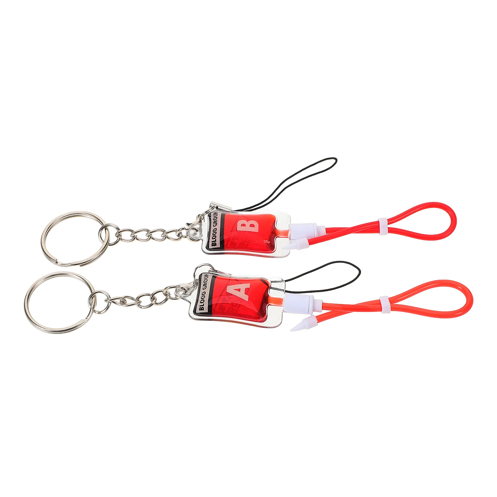 

2pcs Blood Keychain AB O Type Plastic Stainless Steel Halloween Key Halloween Keychain Ring Cool Pendant Gifts