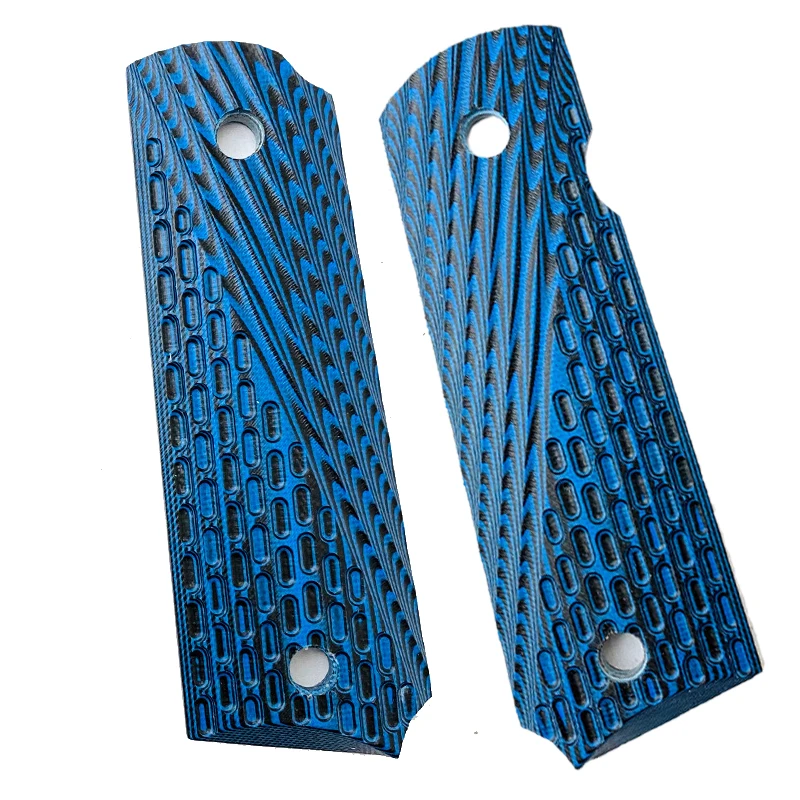 2Pcs tactics pistol 1911 Tactics Handle Patch Custom Non-slip Grips Blue G10 Material Replacement for 1911 Models Grip accessory