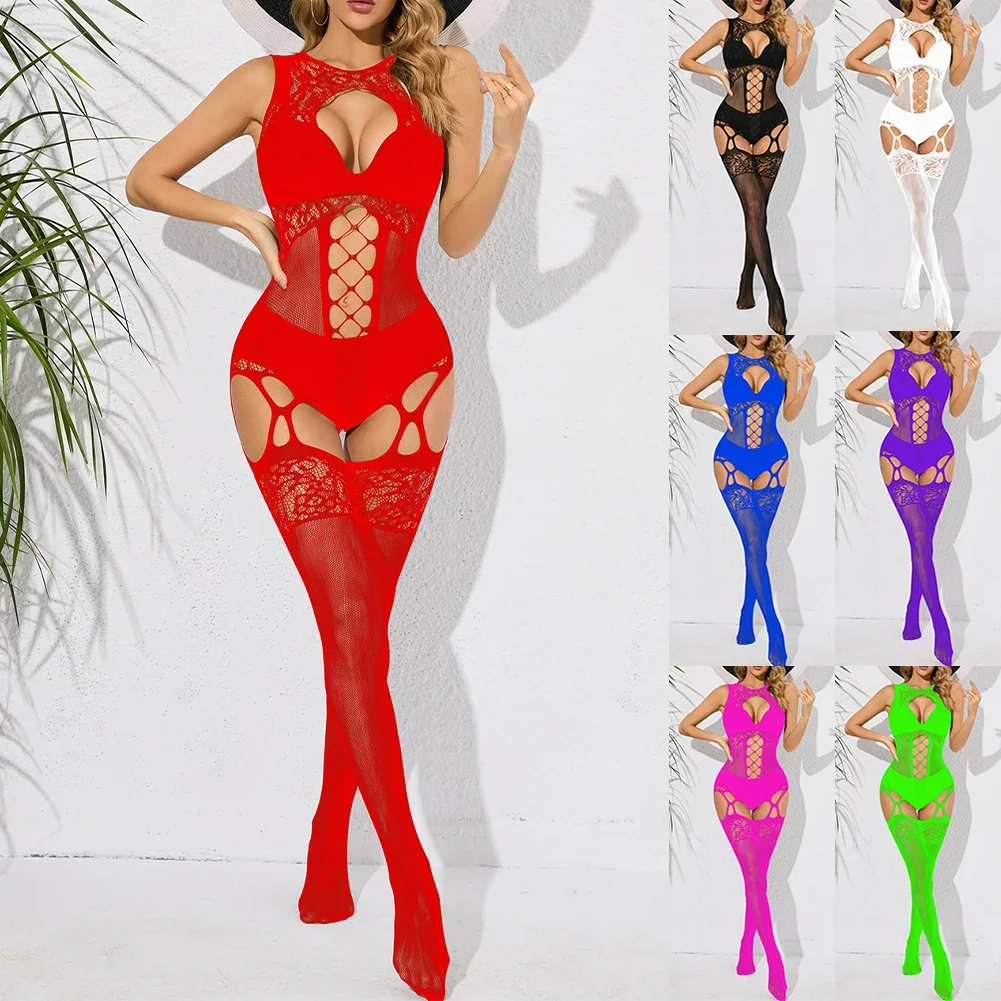 المرأة مثير الجوف خارج الملابس الداخلية شبكة صيد السمك ارتداءها الصلبة تخزين ملابس خاصة Bodycon سليم بذلة رائعة المثيرة الملابس الداخلية