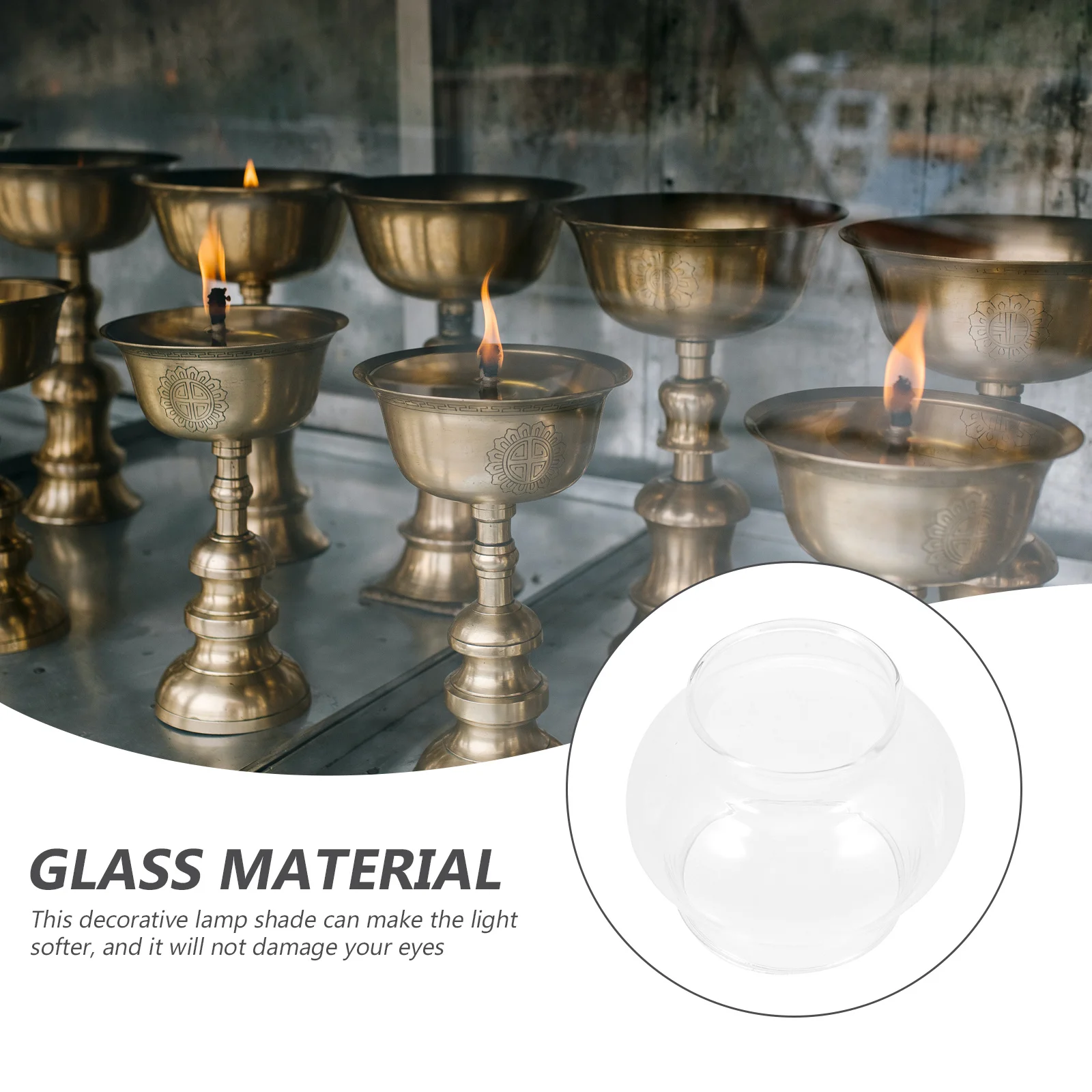 

Vintage Glass Lampshade Oil Lamp Shade Windproof Cover Lamp Accessory Decorative Light Cover for Home Lighting