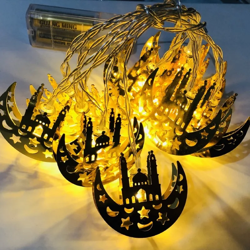 Ramadan Eid String Light Battery Operated 1.65m 10LED Raya Moon Star Palace Lamp For Muslim Raya Home Living Garden Party Decor