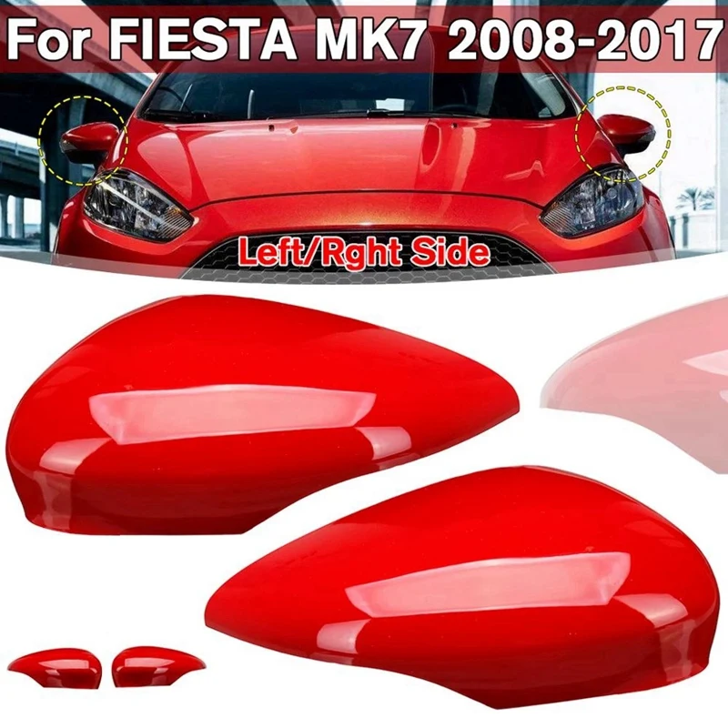 Right Wing Door Rearview Mirror Cover Side Mirror Cap Shell for Ford Fiesta MK7 2008-2017 Red