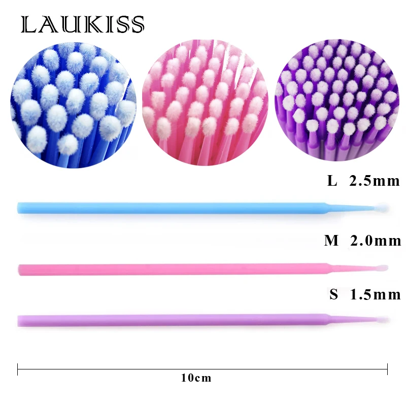 500 Stks/partij Micro-Borstels Vormen Wimperverlenging Oogwimper Lijm Reinigingsborstels Gratis Applicator Sticks Make-Up Tools