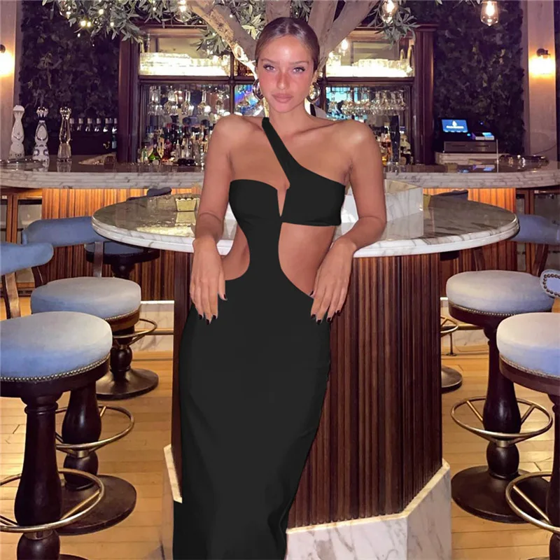 

Asymmetric women's fashion off-the-shoulder sexy cutout backless figure-hugging mermaid dress