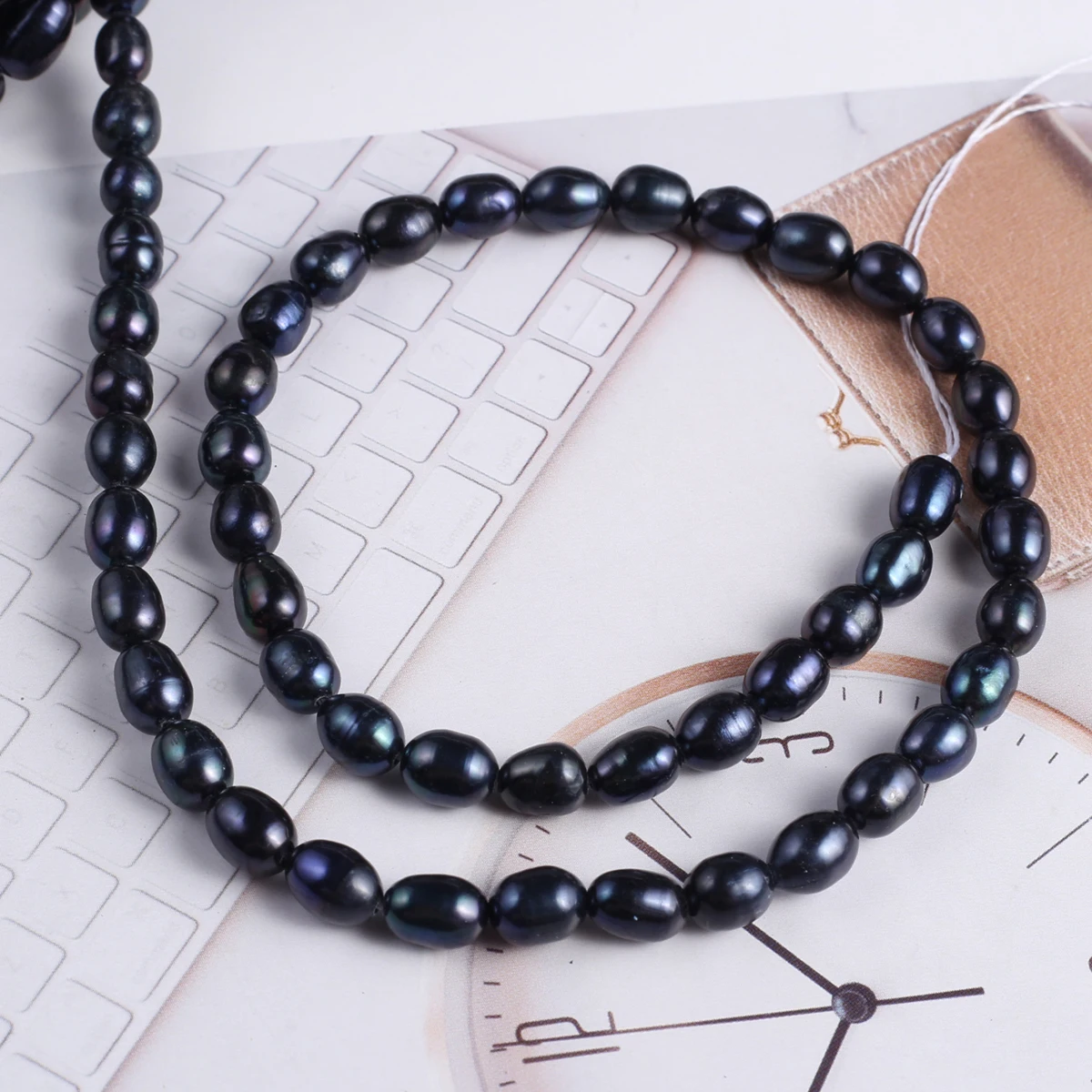 

6-7mm High-Quality Black Natural Freshwater Pearl Rice-Shaped Beads for Jewelry Making DIY Women Necklace Bracelet Accessories