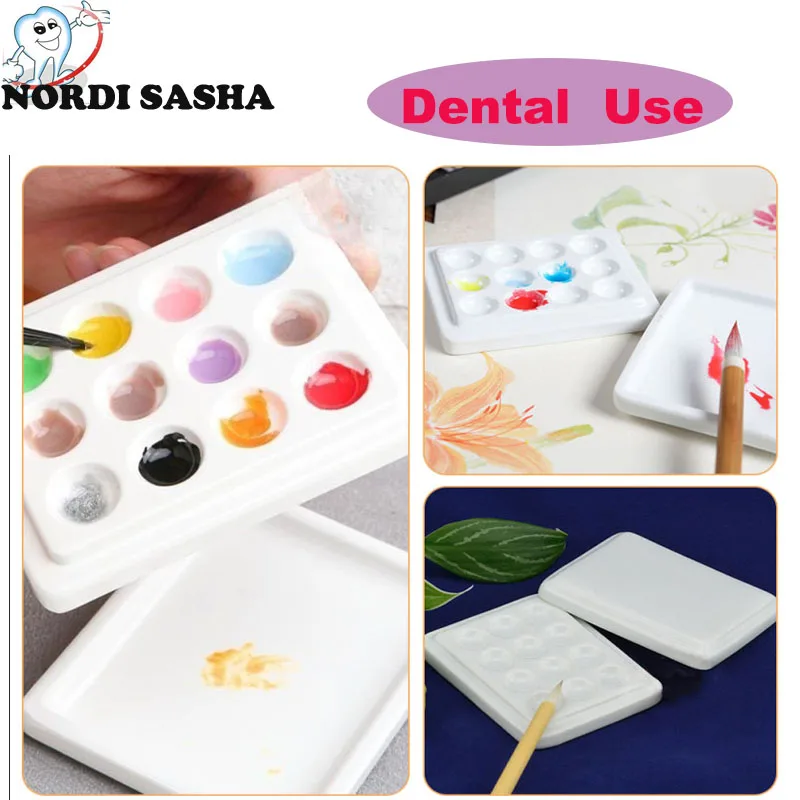 12 Slot/1Pcs Dental Ceramic Color Palette With Cover Dental Lab CAD CAM Use Porcelain Moisturizing plate Ceramic Glazed Plate