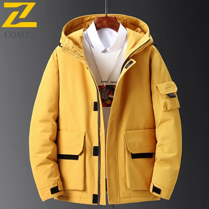 COMXZ 2025 Mens Puffer Jacket Winter Thickened Korean Style Couple Warm Coat leisure outdoor sports lightweight windbreaker