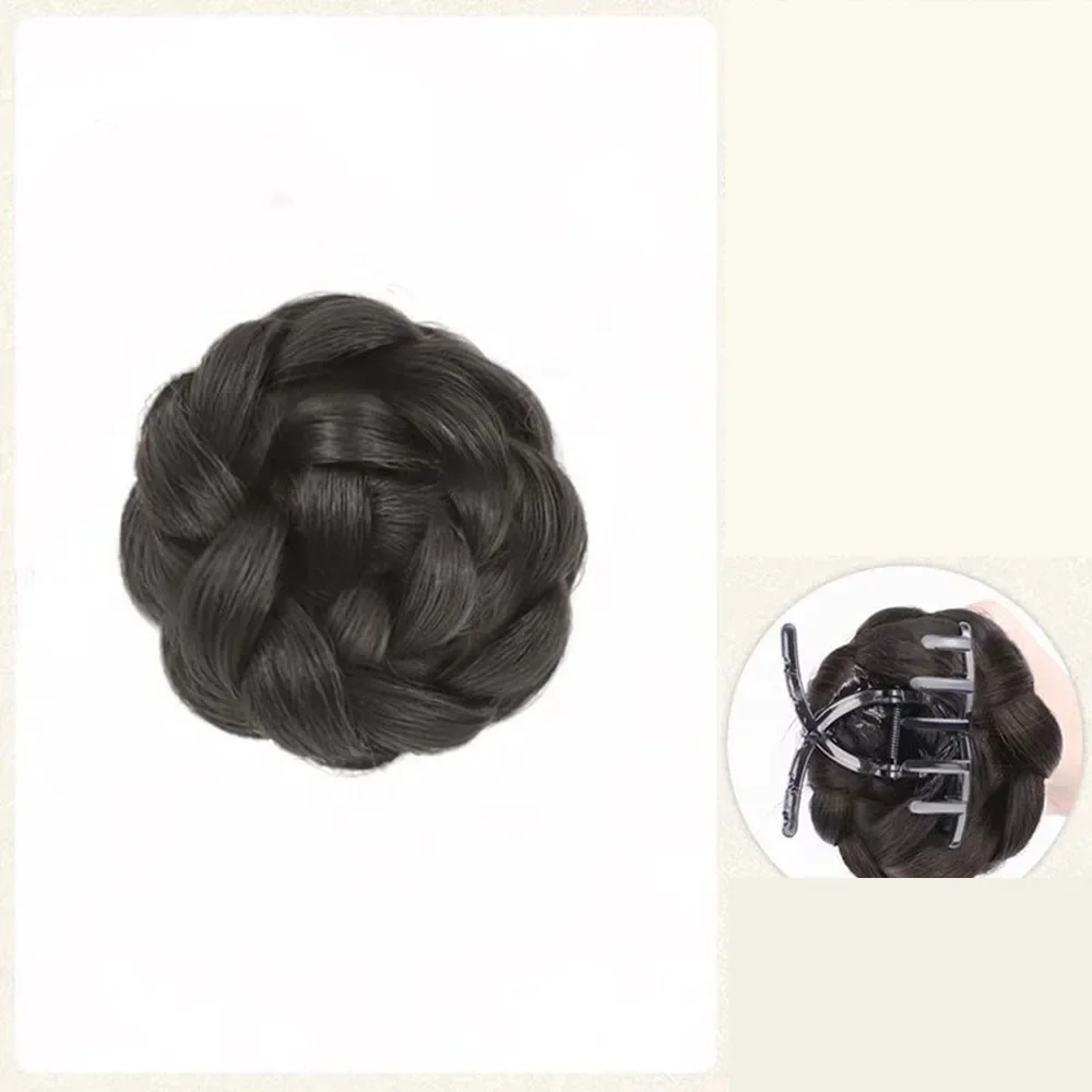 Il temperamento Bract parrucca sintetica con clip simula la parte posteriore naturale della testa alta corona cranica twist fiore germoglio testa parrucca avvolgente