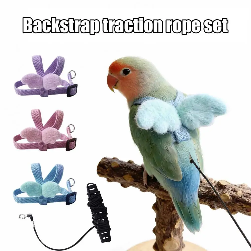 Adjustable Parrot Bird Harness Leash Set Anti-bite Training Harness Parrots Outdoor Flying Rope Cockatiel Small Birds Supplies