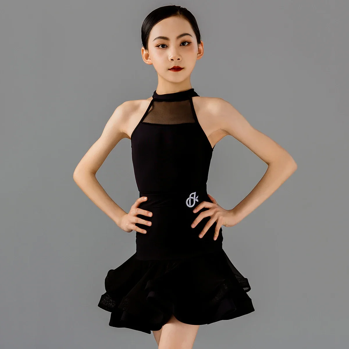 

Children Sleeveless Backless Jumpsuit and Fishbone Skirt Latin Dancewear Kids Girls Ballroom Rumba Chacha Training Dance Costume