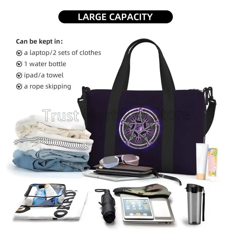 Lila Wicca Wiccan Star Pentagram Pentagramm Reisetaschen Weekender Übernachtungstasche Wasserdichte Handgepäcktaschen Sport Sporttasche