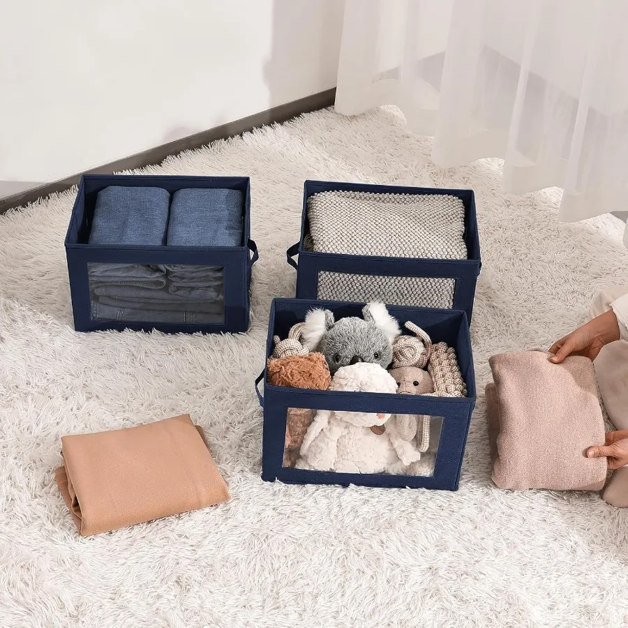 منظمات الملابس والتخزين، 6 عبوات من صندوق تخزين كبير مع أغطية، صناديق تخزين قماشية مع أغطية لتخزين الغرفة وتنظيم B #6