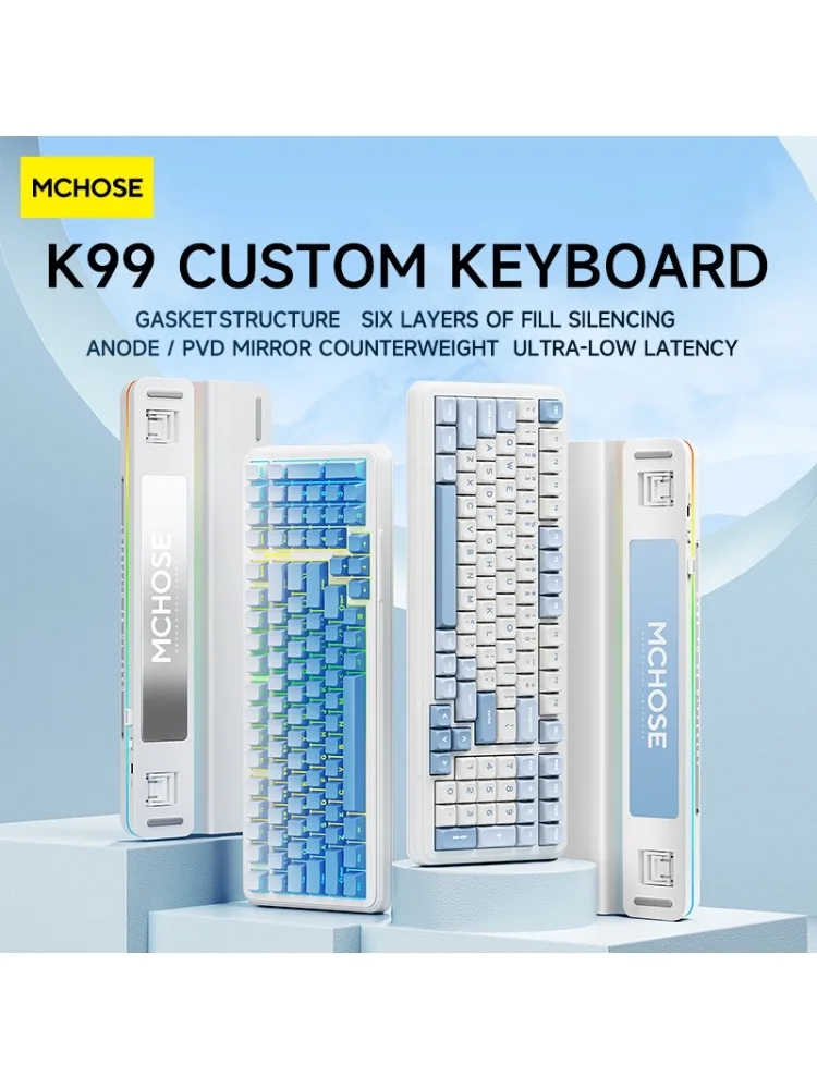Mchose K99 키보드 커스텀 가스케 무선 블루투스 트라이 모드 E-스포츠 기계식 키보드 액세서리, 컴퓨터 맨 선물