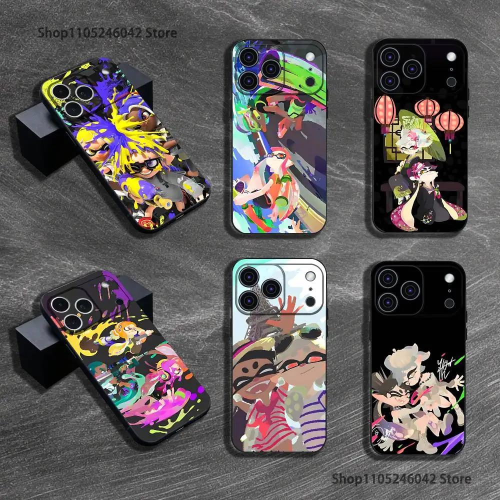 

Game S-Splatoon Black Soft Cover Phone Case For iPhone 17,16,15,14,13,12,11,Pro,Max,Plus