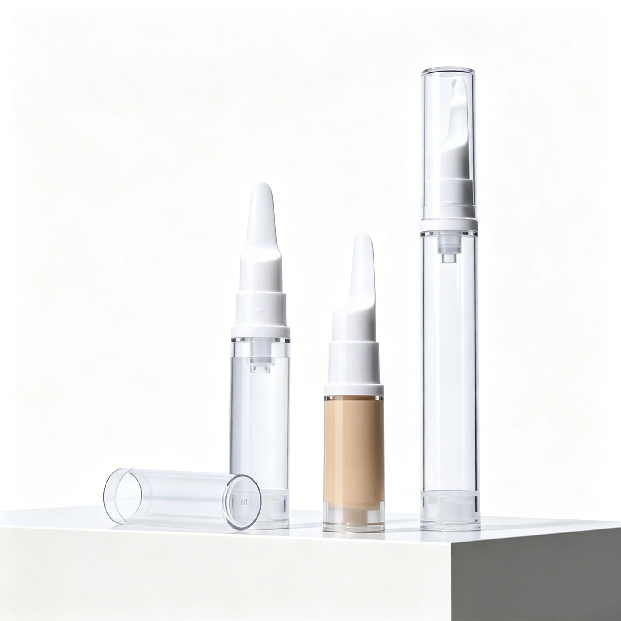 5 Stück tragbare Mini-Reiseflaschen für flüssige Foundation, 5 ml/10 ml/15 ml, Airless-Pumpe, Kosmetik-Proben-Umverpackungswerkzeug