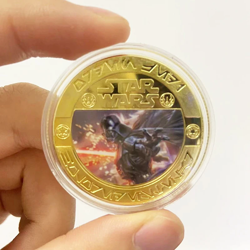 Disney Star Wars Mandalorian Skywalker Yoda Manga Figures Gold Commemorative Banknote Golden Coins Collection Gifts