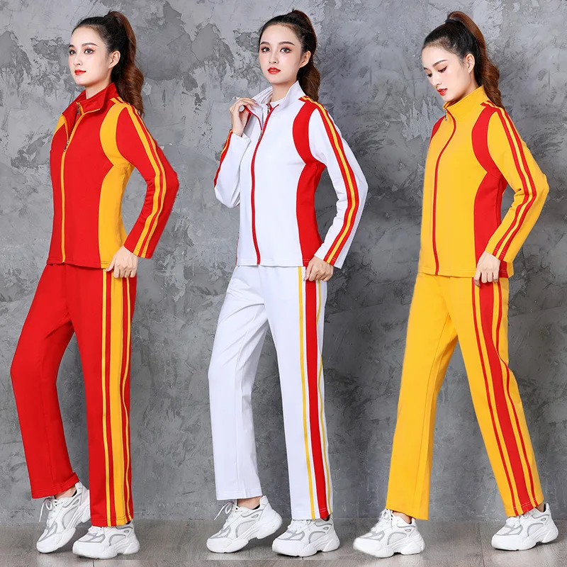 Square Dance Clothing New Set Autumn/Winter Long sleeved Coat Three piece Set Sports Team Performance Dance Clothing Jumping Exe