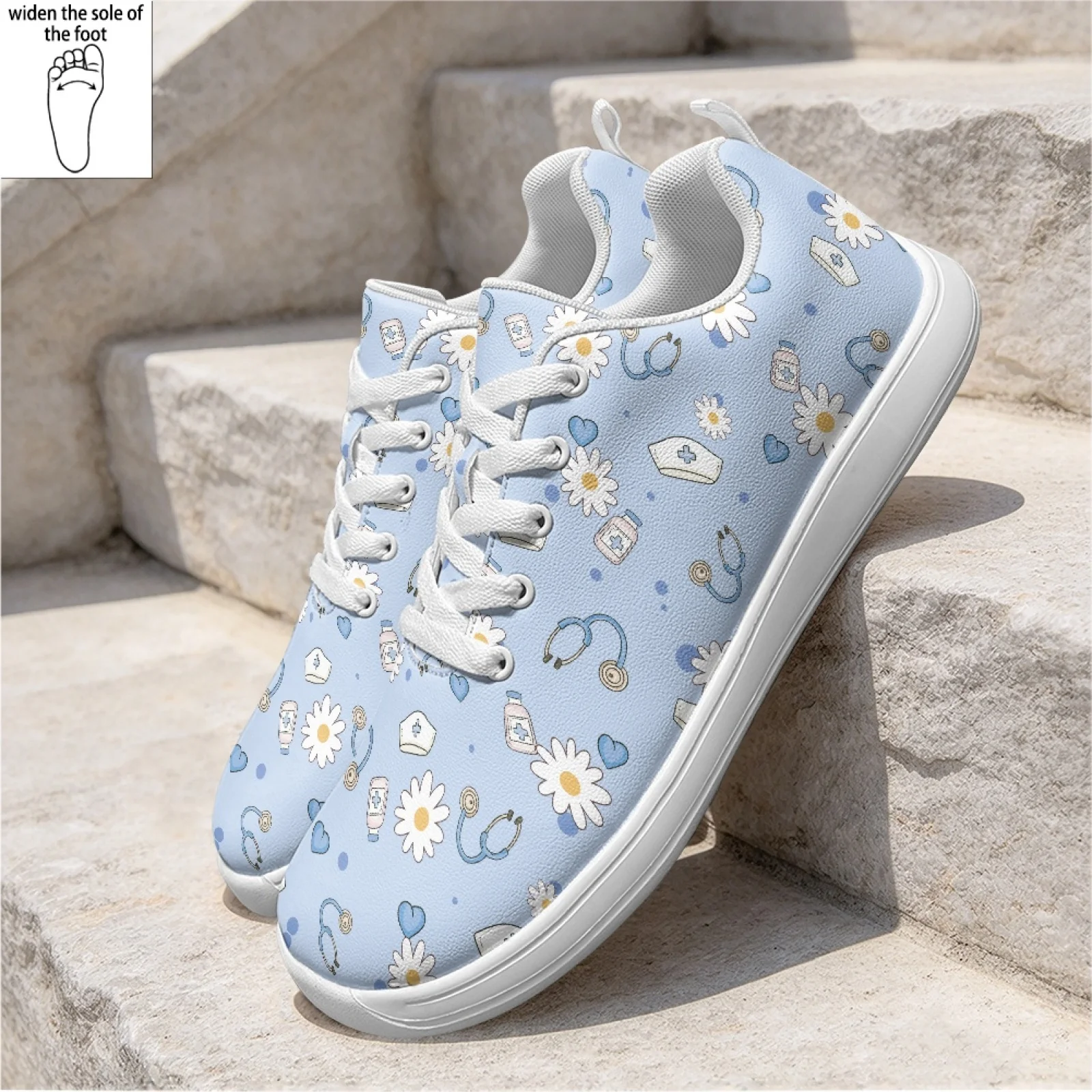 PENSTROLL Nurse Daisy Medical Shift Work Shoes Nurse Shoes for Women Comfortable Lace-Up Healthcare Footwear