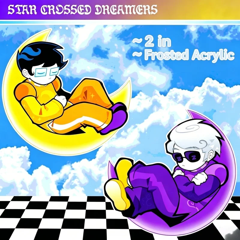Llavero Acrílico Esmerilado Homestuck Star Dreamers con Diseño de Dave Strider y Dirk Strider, Fan Art, Anime, Manga, Colgante para Bolsa