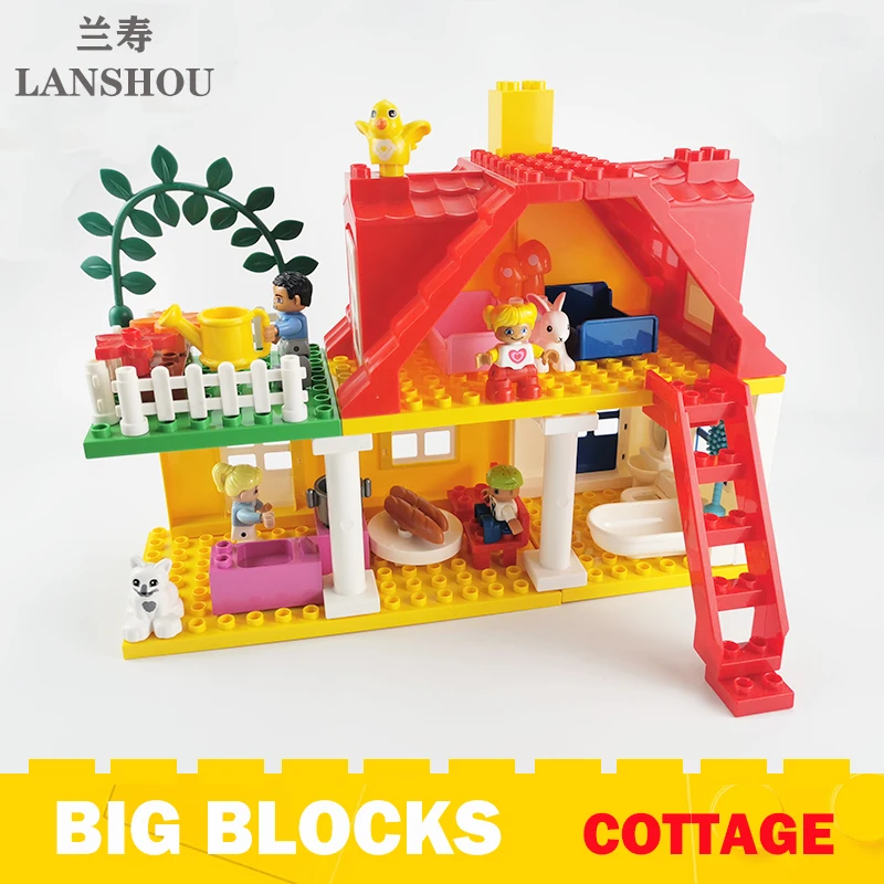 

Big Size Building Blocks 2 Storey Small Villa Warm Family Moc Construction Accessories Compatible Large Bricks DIY Assembly Toy