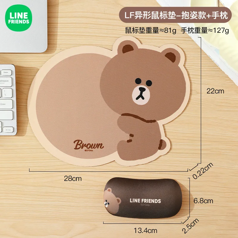 Alfombrilla de ratón de dibujos animados Kawaii Line Friends, oso marrón, oficina, antideslizante, resistente al desgaste, Anime, espesar, muñeca, regalo