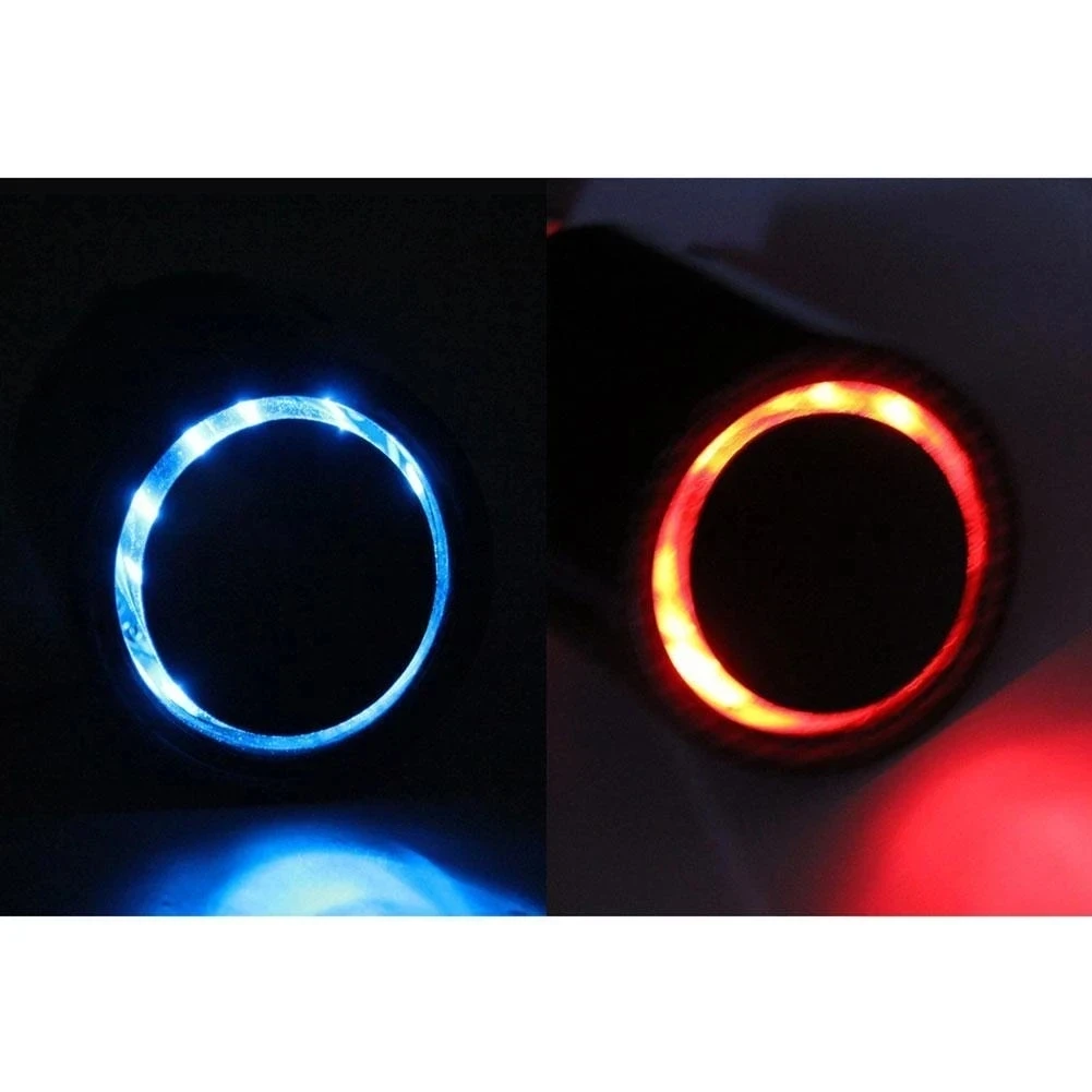 Глушитель Auto Accessories 63-65mm Inlet Carbon Fiber Color Car Exhaust Muffler Pipe Tip With RED/Blue LED Light