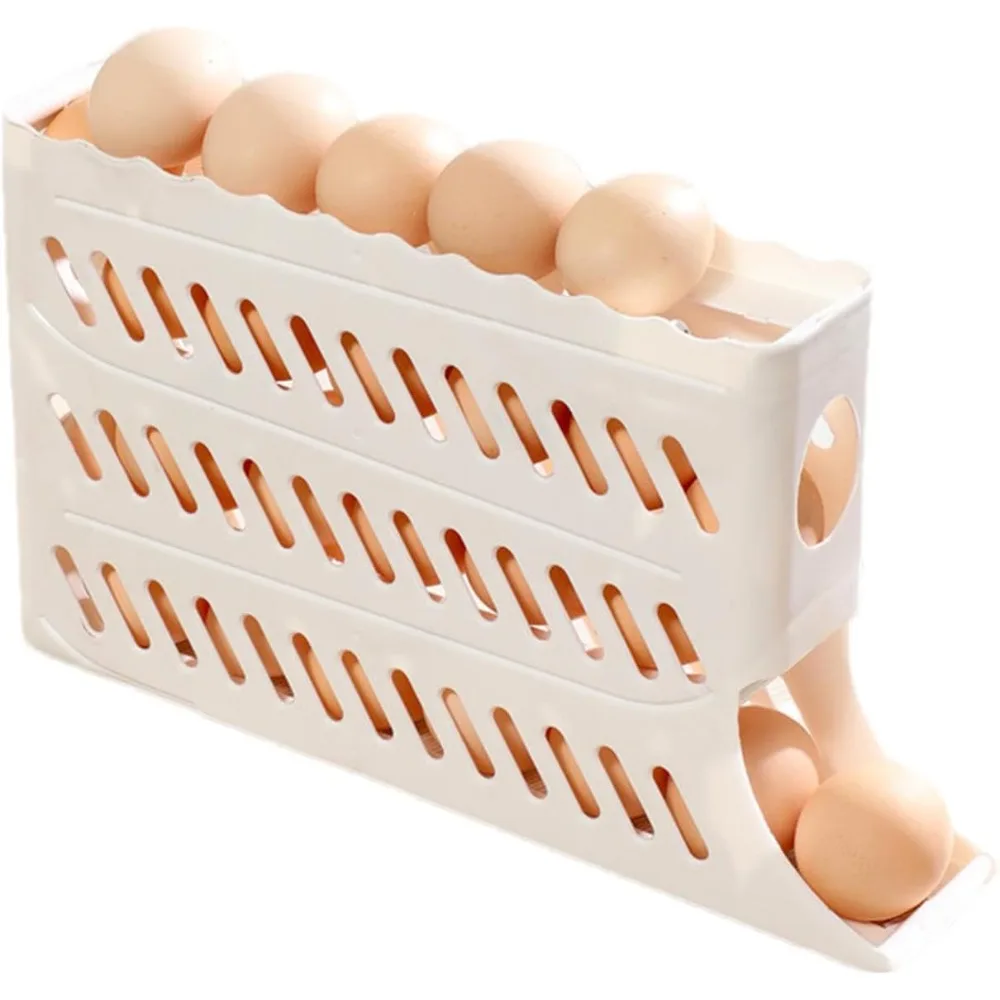 Slide Style Egg Storage Box, Refrigerator Side Door, Four Layer Automatic Egg Roller, Kitchen Countertop, Anti Drop Egg Rack