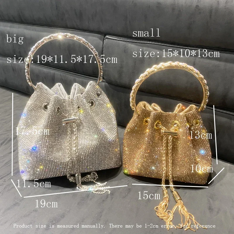 Bolsos de mano a la moda para mujer, cartera de mano tipo cubo de diseñador de lujo, bolso para banquete de noche, bolso de hombro con diamantes de imitación de cristal 2023