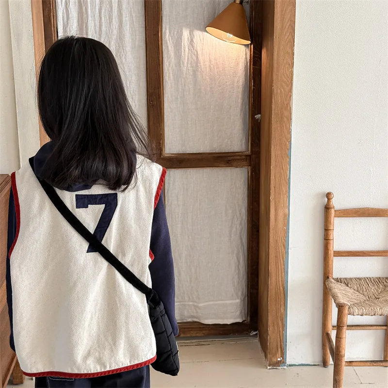 2025 Spring Autumn New Children\'s Vest Clothes Girls Cotton Denim Waistcoats Toddler Boys Sleeveless Jacket 1-6y Kids Coats Tops