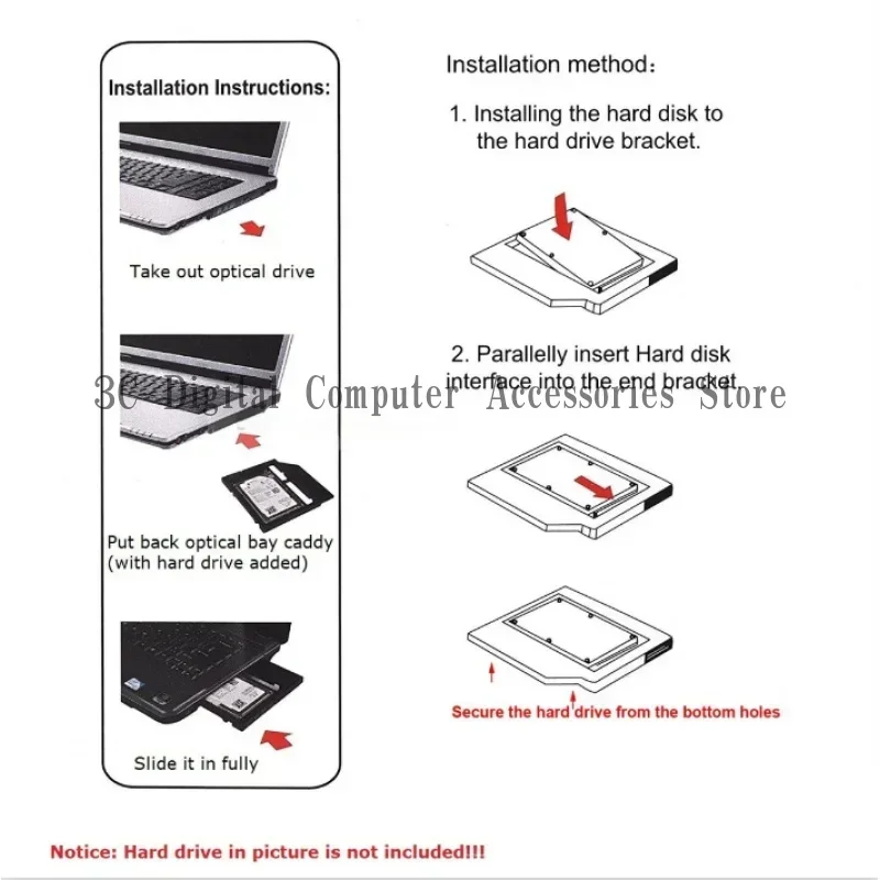 Disco duro Sata 2nd SSD HDD caddy para Lenovo IdeaPad G575 g460 G560, 12,7mm, nuevo