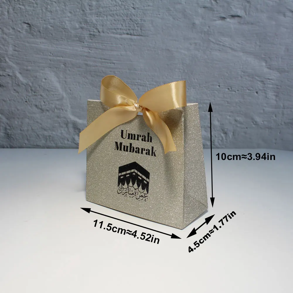 Elegante caja de regalo brillante Umrah Mubarak para Ramadán musulmán islámico Kareem Iftar Eid al-Fitr Hajj decoración de recuerdo de felicitación