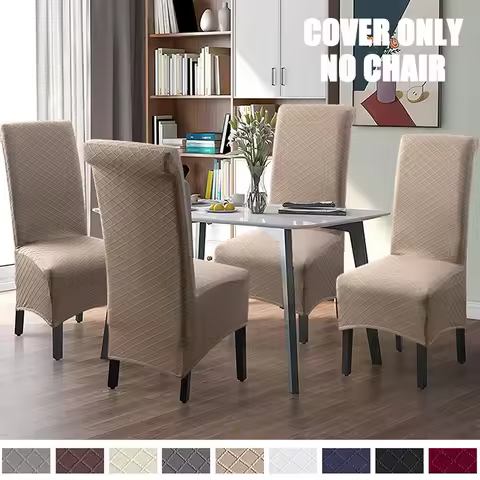 1/4/6pcs Elastic Chair Covers Solid Color Diamond Grid Removable Chair Slipcover for Dining Room Home Hotel Banquet
