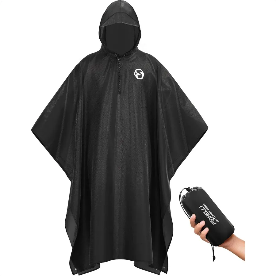 

Дождевое пончо для взрослых. Очень длинный многоразовый водонепроницаемый плащ с капюшоном. Легкий для пеших прогулок, кемпинга на открытом воздухе.