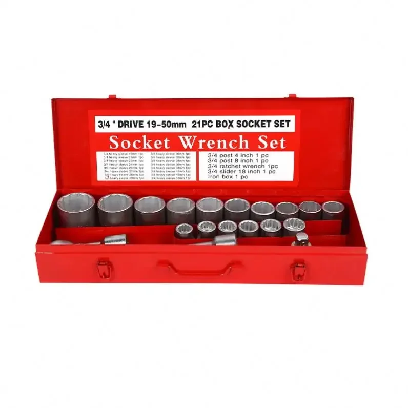 

# Heavy Duty 21 Pcs 3/4" Auto Mechanics Spanner Multifunctional Wrench Impact Socket Tools Set #
