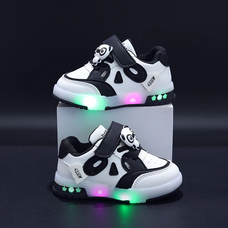 MGO Kids Sports Casual Shoes for Boys and Girls Children's Low-Cut Shoes Glow Shoes Panda Children's Casual Shoes Boys Sports S view 3