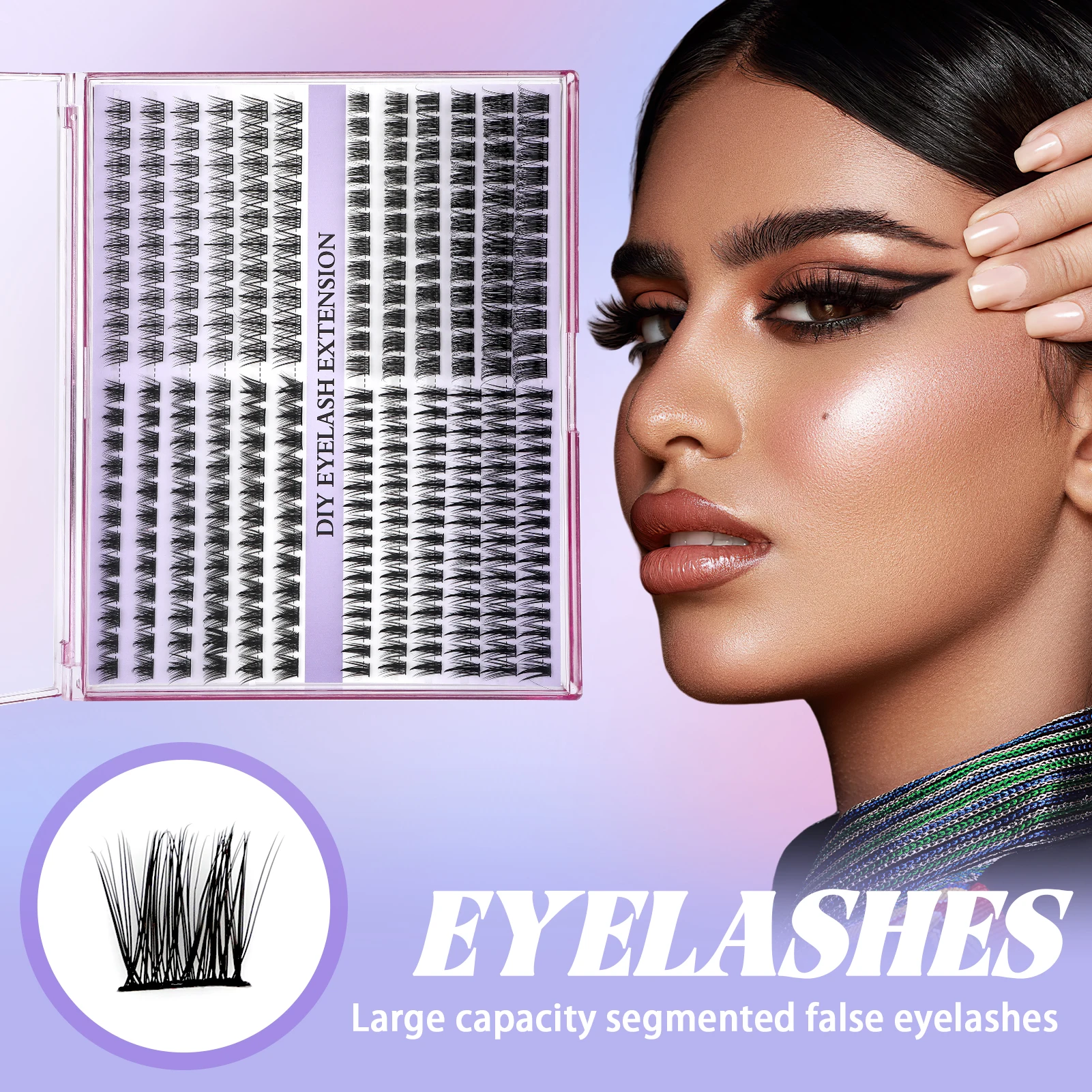 

24 Rows 4 Kinds Mix False Eyelashes Large Capacity Segmented Lower Lash Extensions Individual Cluster Thick Natural Curling