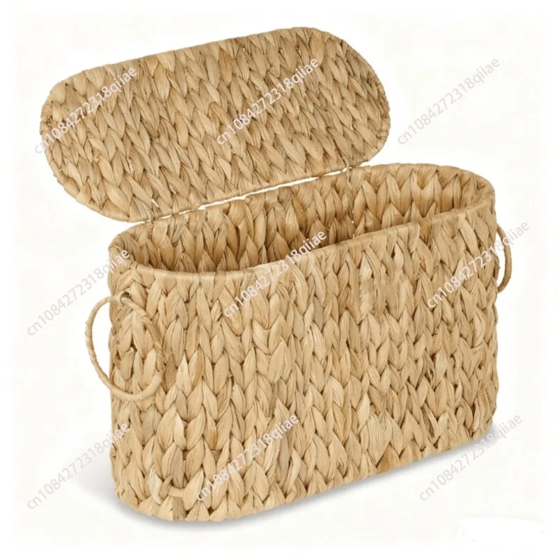 

Вязаная корзина для хранения из ротанга для дома, корзина для закусок, игрушек и мелочей с ручкой, выполненная из металла.