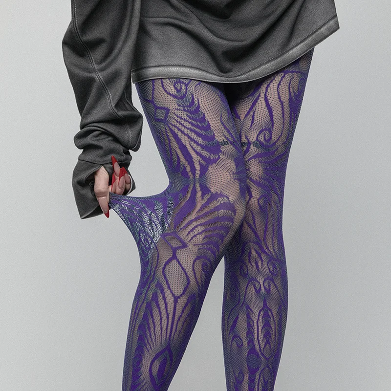 Y2K Durchbrochene Rosen-Spitze Spinnennetz-Muster Strumpfhose Damen 2026 Sommer Sexy Netzstrumpfhose Lange Strümpfe