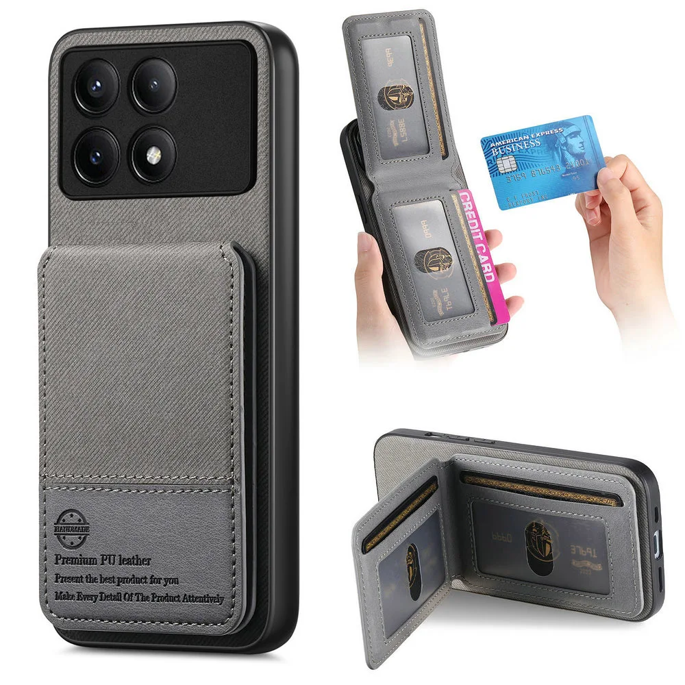 ل PocoF8 Pro F8 Ultra 5G 2025 غطاء بطاقة جلدية محفظة تتفاعل اللوحة الخلفية Xiaomi Poco F8 Pro حافظة Mi Phone Poco F 8 Ultra Funda