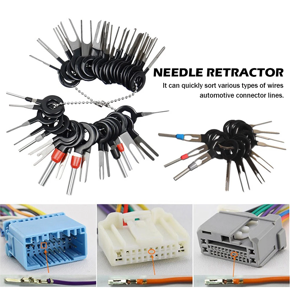 11-26PCS chiave di rilascio del terminale del cavo Kit di estrazione del perno in acciaio inossidabile connettore del cablaggio elettrico per la maggior parte dei terminali del connettore