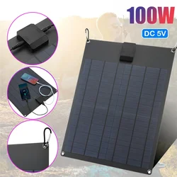 100W Portable Solar Panel 5V Lightweight Mini USB Solar Charger for Mobile Phone Power Banks Camping Hiking Backpacking