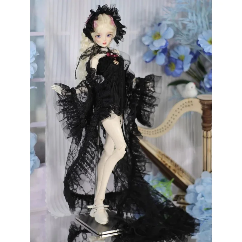 1/4 BJD دمية فستان أبيض أسود تنورة فستان طويل مجموعة دمى الملابس والاكسسوارات (الملابس فقط لا دمى)